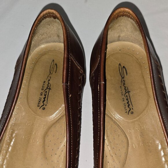 Santoni Brown Leather Slip On Loafers Made In Italy Men's Size 11.5 D - Picture 5 of 9